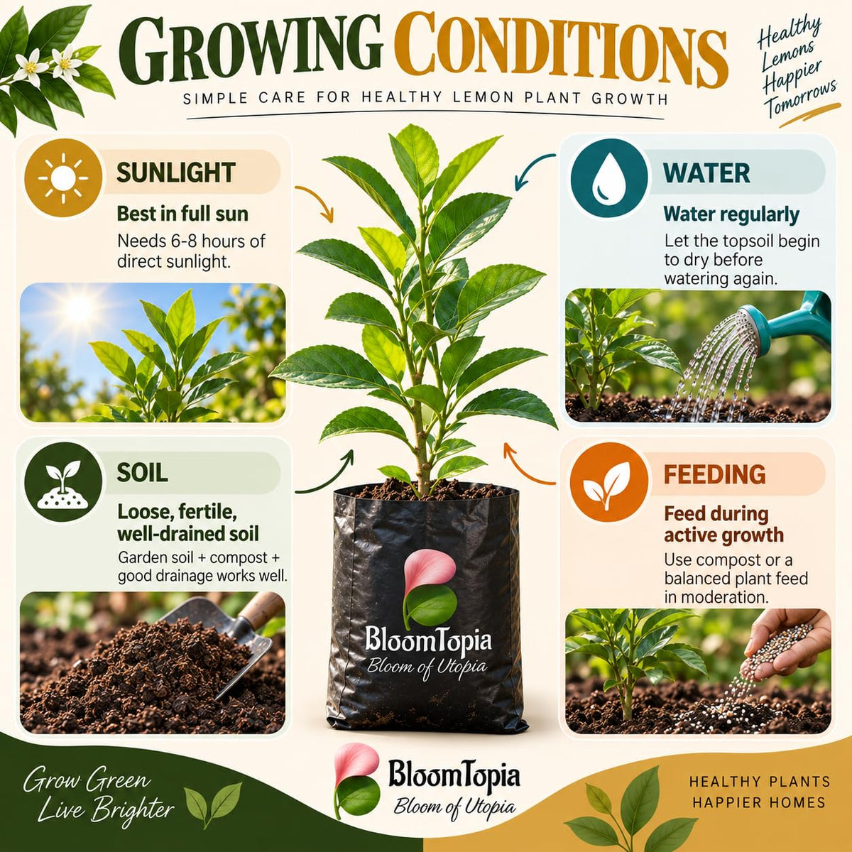 Sunlight, water, soil and feeding guide for Kolkata Pati Lebu Lemon.
