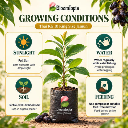 Sunlight, water, soil and feeding guide for Thai KG 10 Black Jamun.
