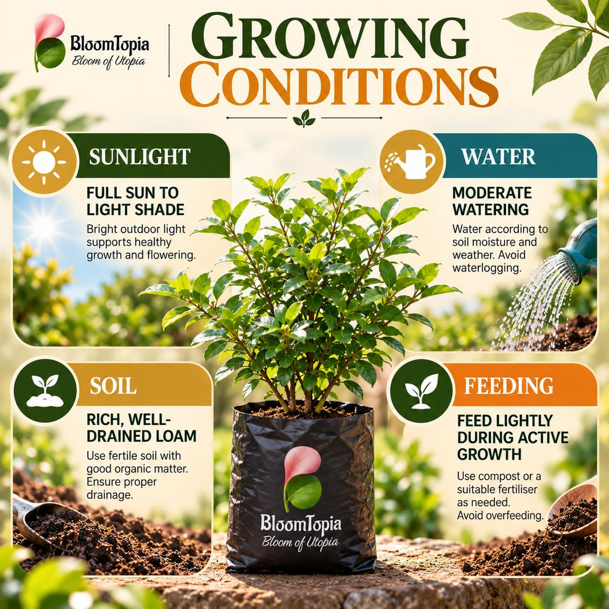 Sunlight, water, soil and feeding guide for Madhu Kamini.