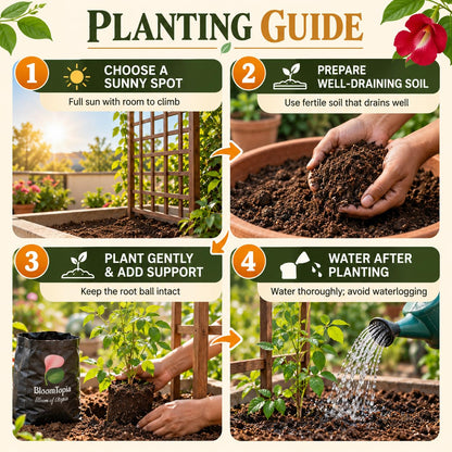 Step-by-step planting illustration for Red Aparajita.