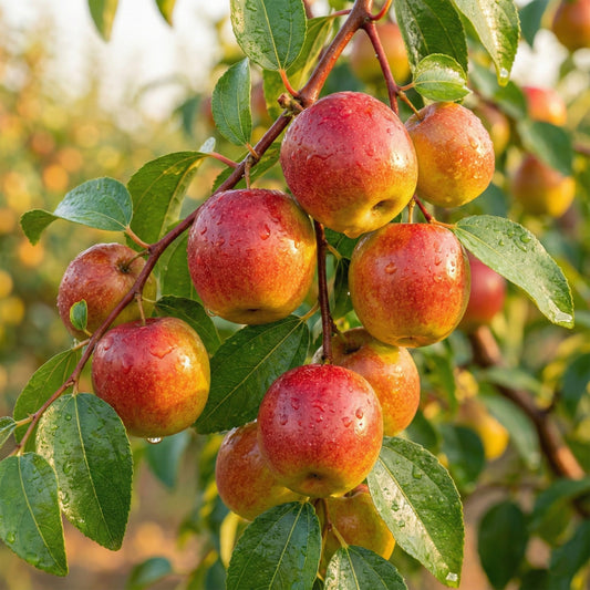 Apple ber fruits on a branch.