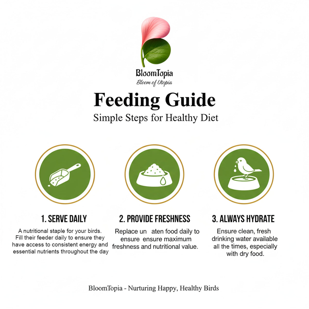 Mixed bird seed feeding guide.