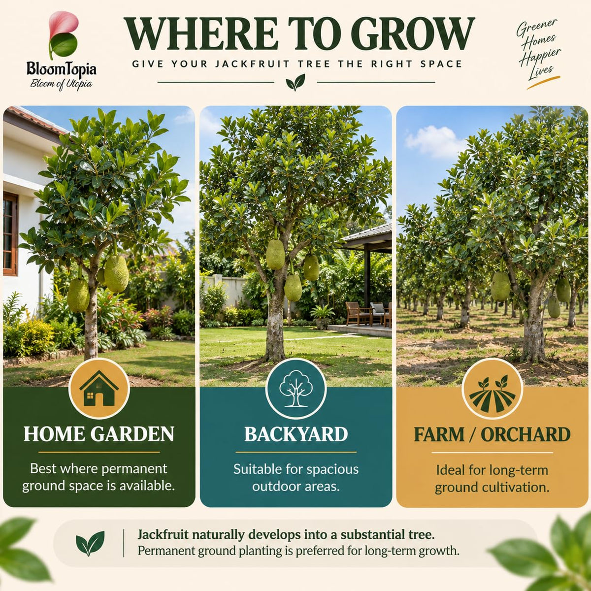 Illustrated growing locations for Thai All Time Grafted Jackfruit.