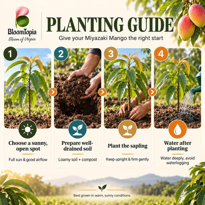 Step-by-step planting illustration for Miyazaki Mango.