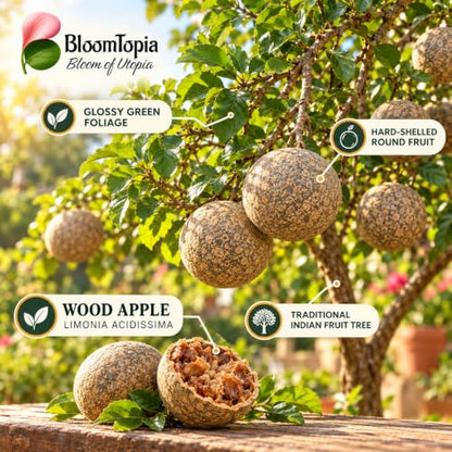 Illustration of mature Kodbel Wood Apple features with variety callouts.