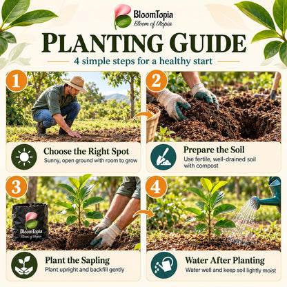 Step-by-step planting illustration for Thai All-Time Jackfruit.