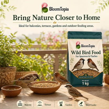 Garden bird feeder and bird food pack illustration.