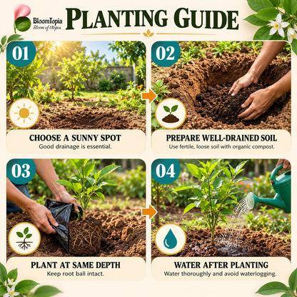 Step-by-step planting illustration for Gondhoraj Lemon.