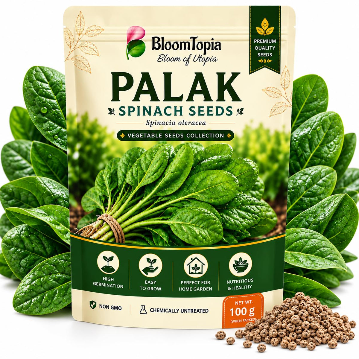 BloomTopia palak spinach seed pouch.