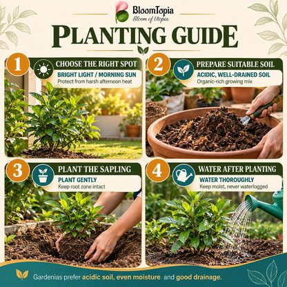 Step-by-step planting illustration for Gandharaj Gardenia.