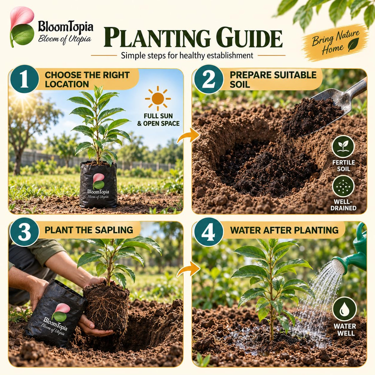 Step-by-step planting illustration for Thai KG 10 Black Jamun.