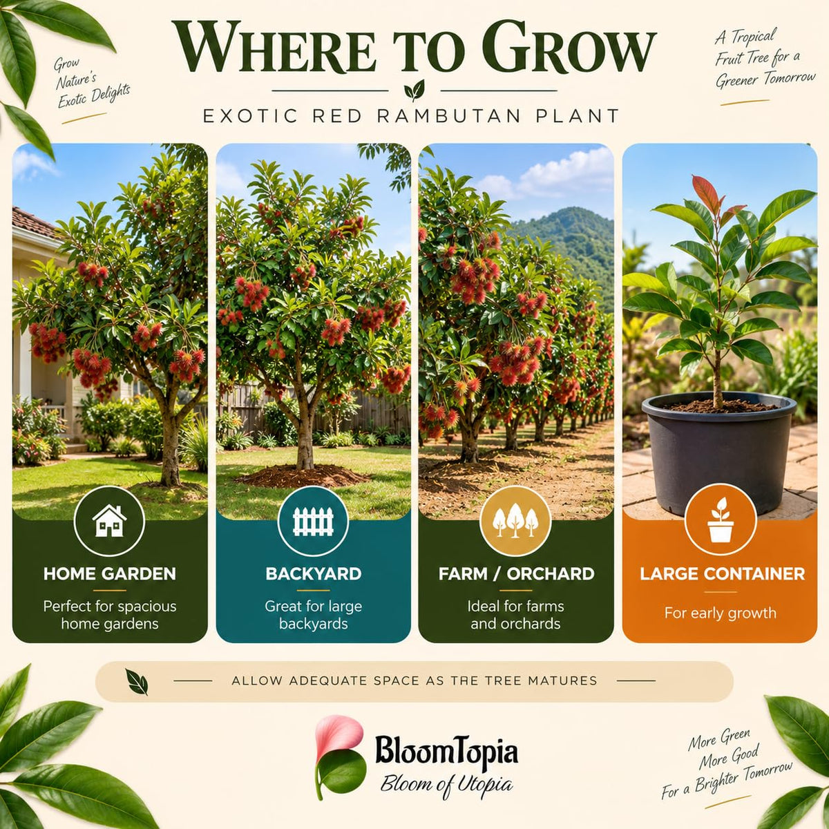 Illustrated growing locations for Exotic Red Rambutan.