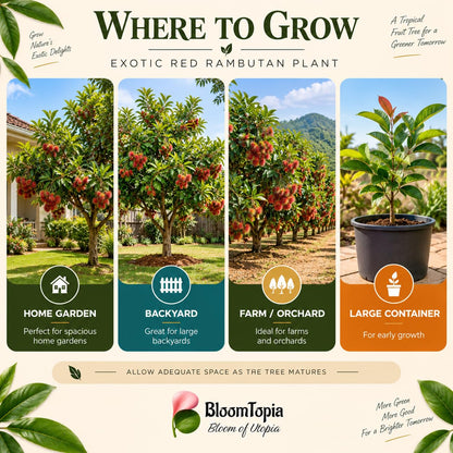 Illustrated growing locations for Exotic Red Rambutan.