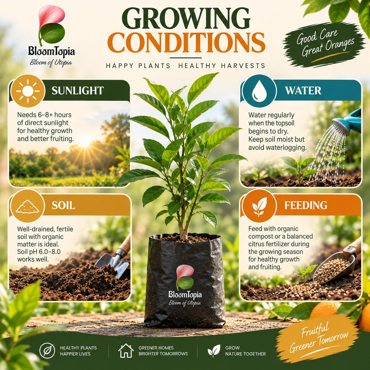Sunlight, water, soil and feeding guide for Nagpur Mandarin Orange.