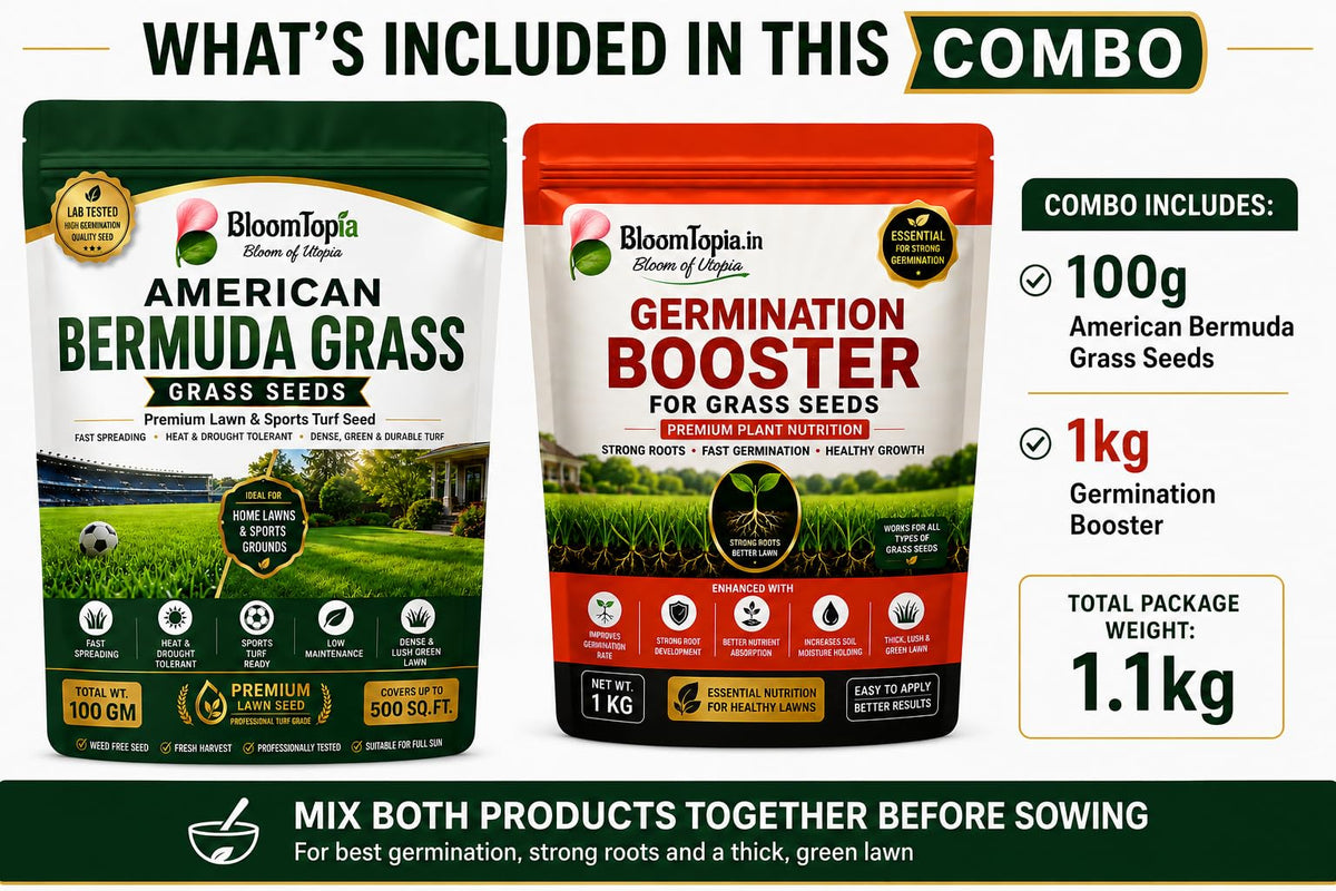 Grass seed and booster combo contents.